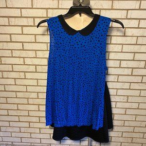 ana / Blue with Black dots sleeveless top.  Sz XL
